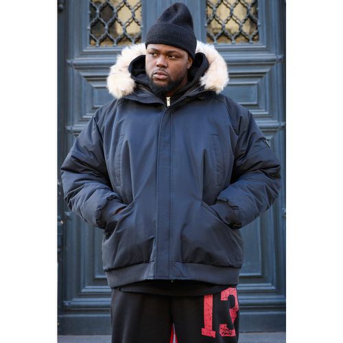 Grande taille - Parka à capuche à bordure en fausse fourrure homme - XXXL - Boohooman - Modalova