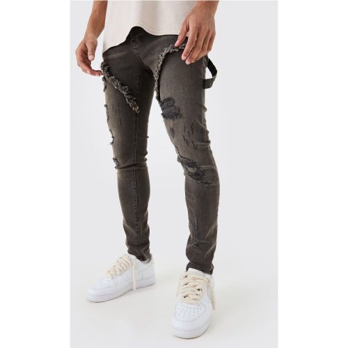 Jean charpentier skinny stretch déchiré - 30R - Boohooman - Modalova