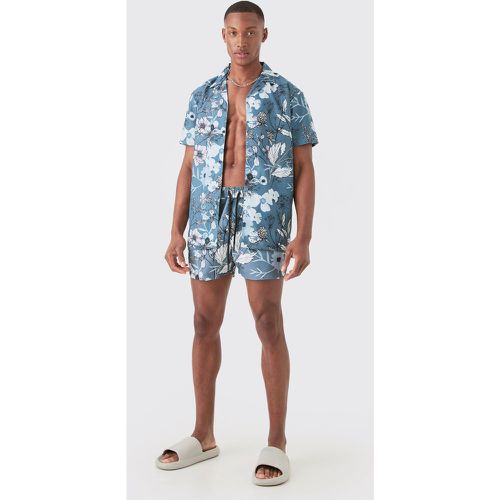 Ensemble fleuri avec chemise et short de bain - S - Boohooman - Modalova