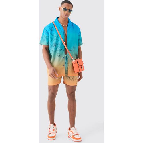 Ensemble oversize à imprimé dessin avec chemise et short de bain - L - Boohooman - Modalova