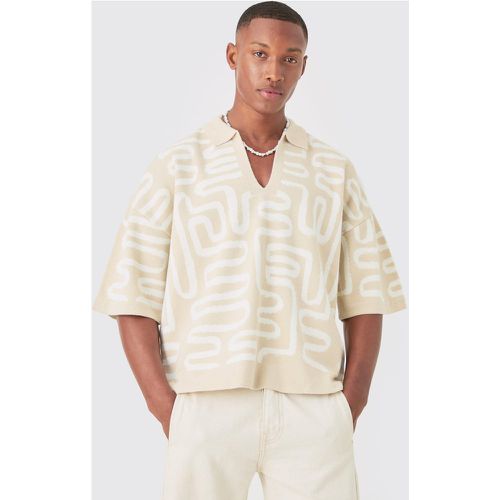 Polo oversize en maille à imprimé abstrait - S - Boohooman - Modalova