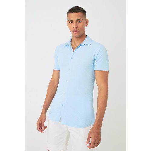 Chemise moulante plissée à manches courtes - L - Boohooman - Modalova