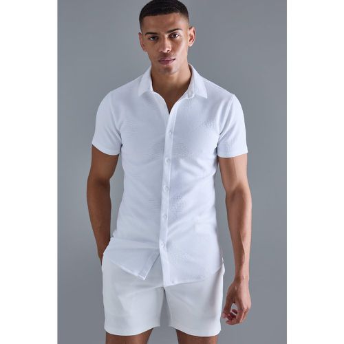 Chemise moulante à manches courtes et imprimé géométrique - S - Boohooman - Modalova