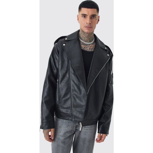 Tall - Veste biker oversize texturé - S - Boohooman - Modalova