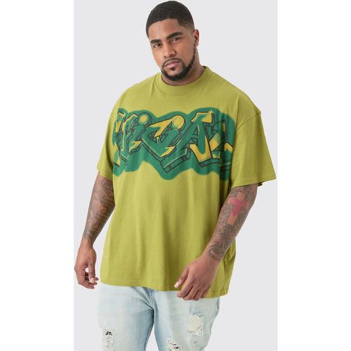 Grande taille - T-shirt oversize à col montant et imprimé graffiti - XXXL - Boohooman - Modalova