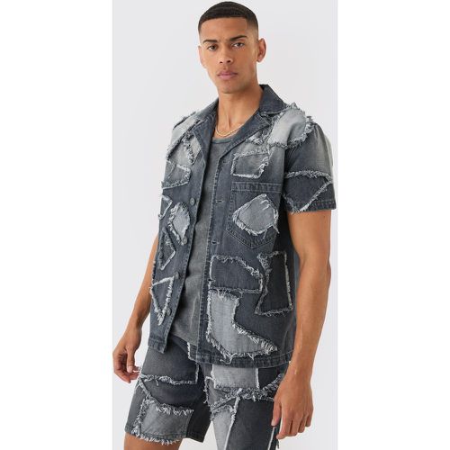 Chemise en jean patchwork - XS - Boohooman - Modalova