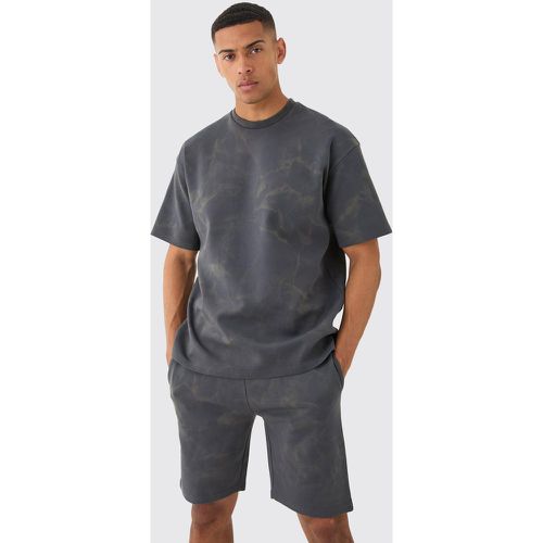 T-shirt oversize imprimé à surpiqûres et short - M - Boohooman - Modalova