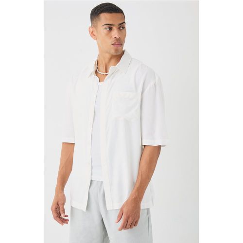Drop Shoulder Concealed Placket Shirt In White - Boohooman - Modalova
