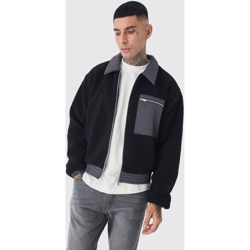 Tall - Bomber oversize en polaire et nylon homme - S - Boohooman - Modalova