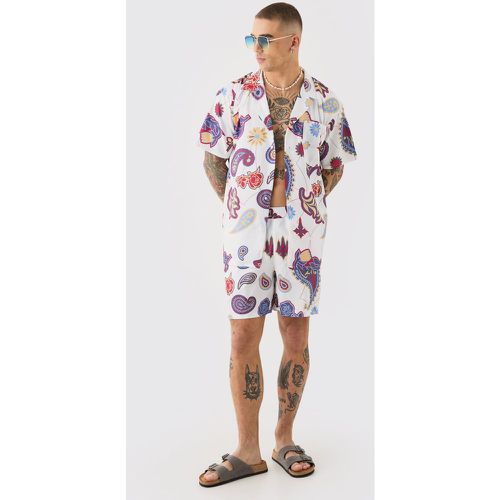 Ensemble oversize à imprimé cachemire avec chemise et short - L - Boohooman - Modalova