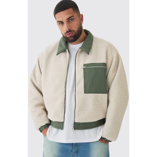 Grande taille - Bomber oversize en polaire et nylon homme - XXXL - Boohooman - Modalova