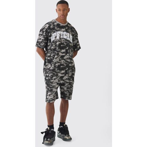 T-shirt oversize imprimé à col montant et short - S - Boohooman - Modalova