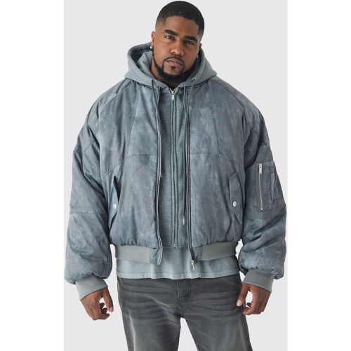 Grande taille - Bomber oversize délavé à capuche homme - XXXL - Boohooman - Modalova