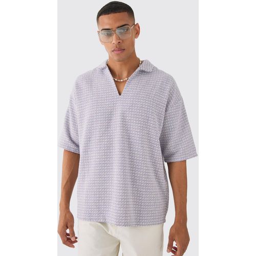 Chemise texturée à col V et imprimé géométrique - S - Boohooman - Modalova