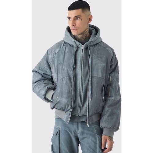 Tall - Bomber oversize délavé à capuche homme - S - Boohooman - Modalova