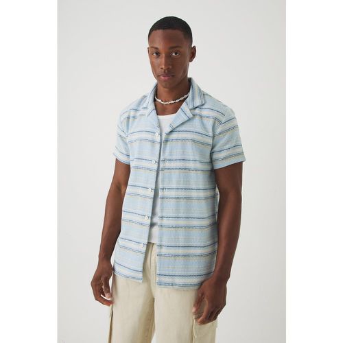 Chemise texturée rayée à manches courtes - S - Boohooman - Modalova