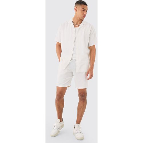 Ensemble oversize en lin avec chemise et short - M - Boohooman - Modalova