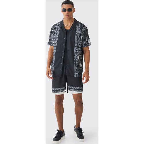 Ensemble en lin à carreaux avec chemise oversize et short - S - Boohooman - Modalova