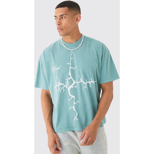 T-shirt oversize à col montant et imprimé croisé - L - Boohooman - Modalova