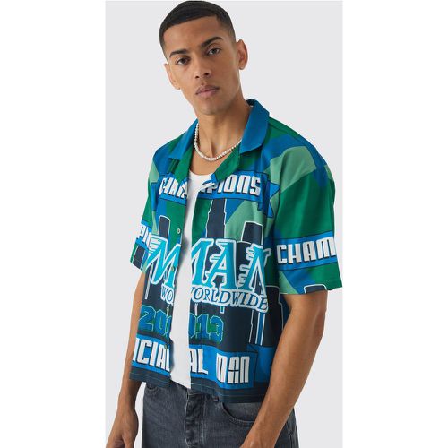 Chemise oversize satinée à imprimé moto - L - Boohooman - Modalova