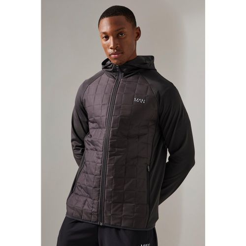 Sweat à capuche zippé à carreaux - MAN Active - S - Boohooman - Modalova