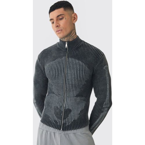 Tall - Veste en maille délavée à imprimé squelette - S - Boohooman - Modalova