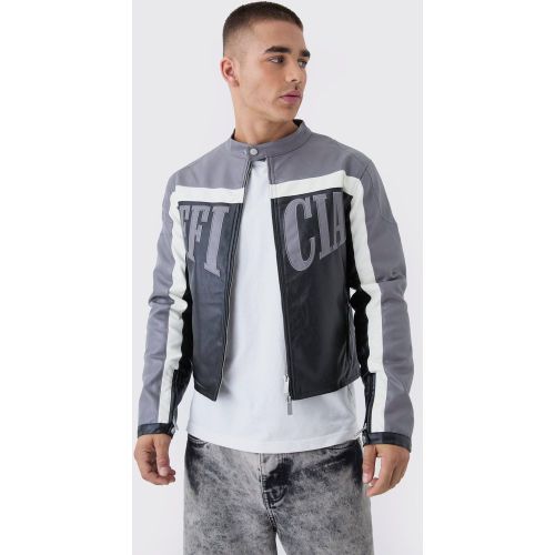 Veste biker slim en synthétique - Official - L - Boohooman - Modalova