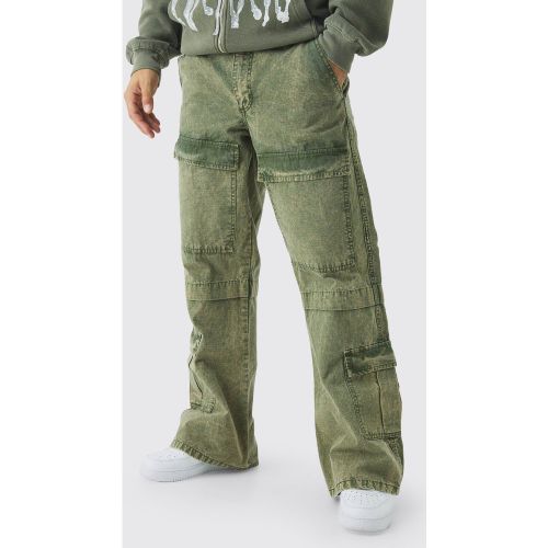 Pantalon cargo flare délavé - 30 - Boohooman - Modalova
