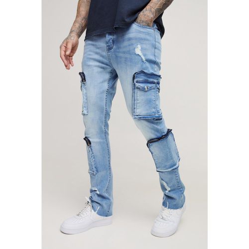 Tall - Jean flare cargo skinny à coutures apparentes homme - 30 - Boohooman - Modalova