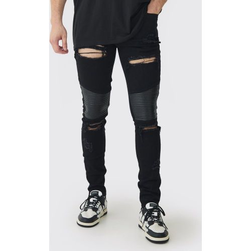 Tall - Jean biker skinny à bords bruts - 34 - Boohooman - Modalova