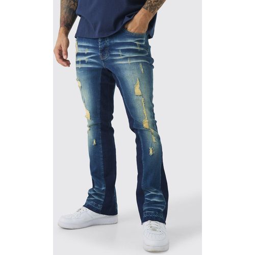 Jean flare skinny à soufflet - 28R - Boohooman - Modalova