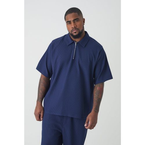 Grande taille - Polo plissé zippé - XXL - Boohooman - Modalova