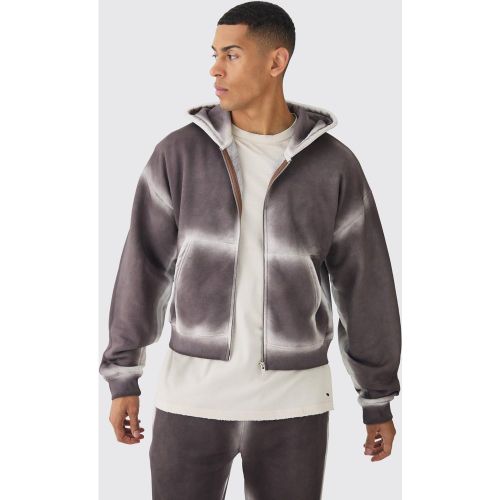 Sweat à capuche zippé délavé à coutures apparentes homme - L - Boohooman - Modalova