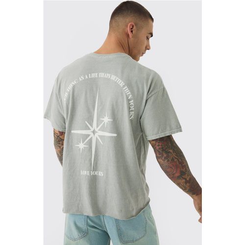 Oversized Boxy Washed Star Puff Print T-Shirt - L - Boohooman - Modalova