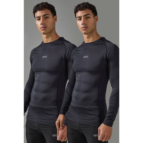 Lot de 2 t-shirts à manches longues - MAN Active homme - S - Boohooman - Modalova