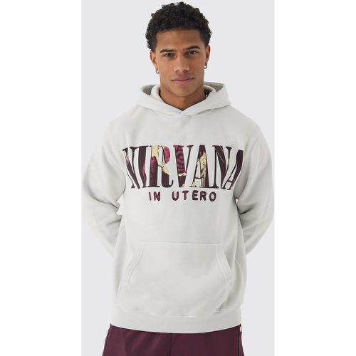 Sweat à capuche oversize délavé à imprimé Nirvana homme - L - Boohooman - Modalova