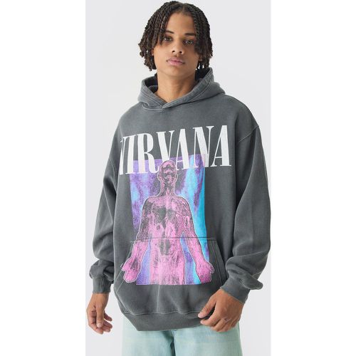 Sweat à capuche oversize délavé à imprimé band Nirvana homme - S - Boohooman - Modalova