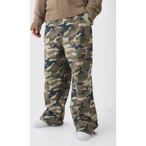 Tall - Pantalon cargo déchiré à taille élastiquée et imprimé camouflage - S - Boohooman - Modalova