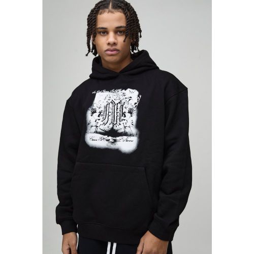 Sweat à capuche oversize à imprimé graffiti - S - Boohooman - Modalova