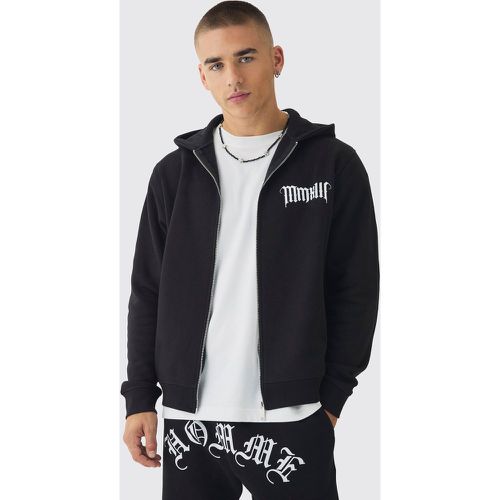 Sweat à capuche zippé à imprimé crâne - S - Boohooman - Modalova