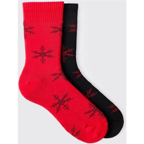 Lot de 2 paires de chaussettes à imprimé flocon de neige - ONE SIZE - Boohooman - Modalova