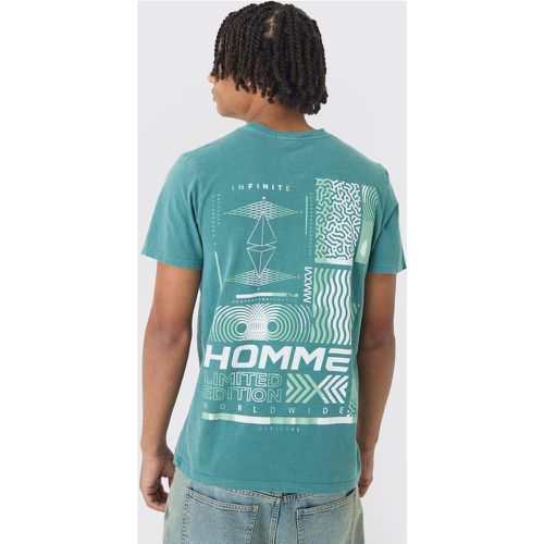 T-shirt cintré délavé à imprimé géométrique - S - Boohooman - Modalova