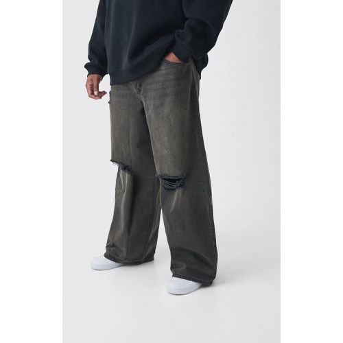 Grande taille - Jean baggy délavé déchiré - 38 - Boohooman - Modalova