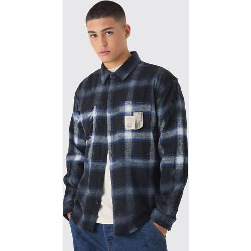 Chemise oversize délavée à carreaux - S - Boohooman - Modalova