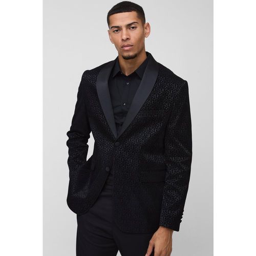 Blazer droit fleuri en velours - 34 - Boohooman - Modalova