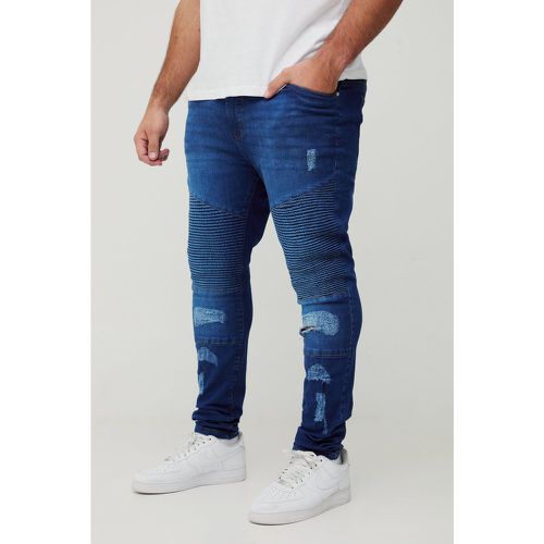 Grande taille - Jean biker super skinny déchiré - 38 - Boohooman - Modalova