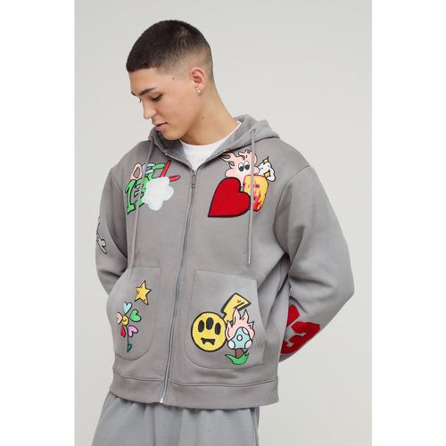 Sweat à capuche oversize zippé délavé - S - Boohooman - Modalova