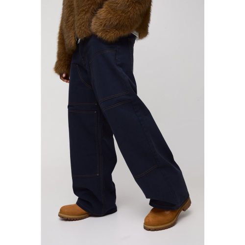 Pantalon charpentier baggy à coutures contrastantes - 30R - Boohooman - Modalova