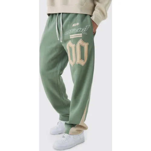 Jogging large à soufflet et imprimé moto - L - Boohooman - Modalova
