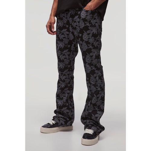 Jean flare fleuri à motif jacquard - 28R - Boohooman - Modalova